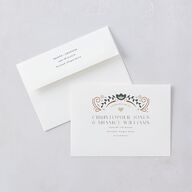 Nordic Folk Save The Date Card Envelopes White Latte Both Recipient and Return Addresses Signature Standard