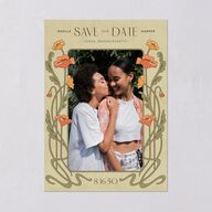Vintage Nouveau Floral Save The Date Cards Pear Signature smooth Blank No Standard