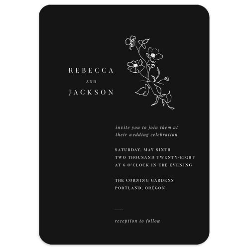 Elegant Minimal Wedding Invitations Charcoal Signature Blank No Rounded
