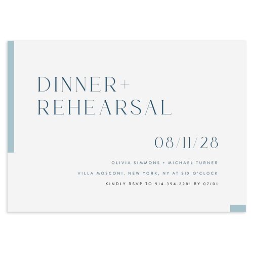 Bar Accent Rehearsal Dinner Invitations Pastel Blue Signature Blank Standard