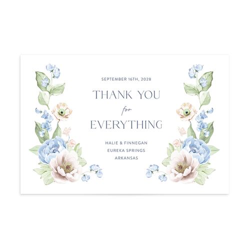 Whimsical Maximalist Floral Thank You Postcards Sea Blue
