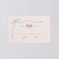 Modern Delicate Bows All-in-One Wedding Invitations Jewel Red Signature Light Both Recipient and Return Addresses No