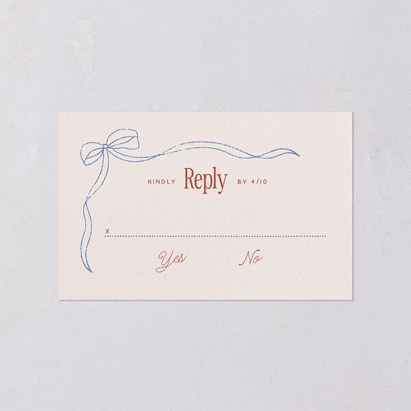 Modern Delicate Bows All-in-One Wedding Invitations Jewel Red Signature Light Both Recipient and Return Addresses No