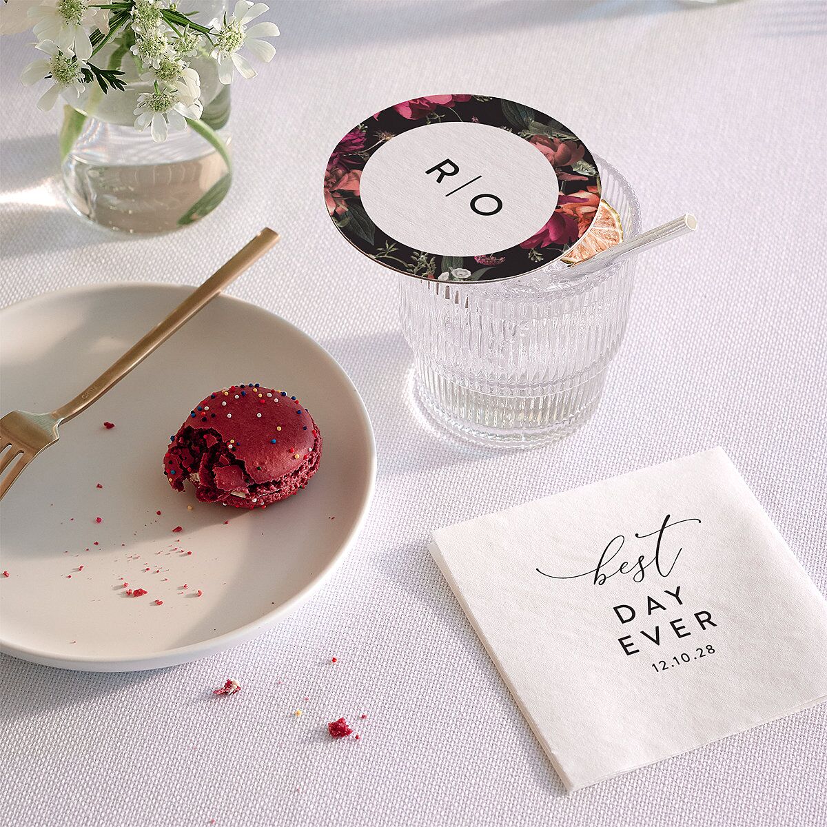 Blooming Botanical Coasters Midnight Cardboard Circle