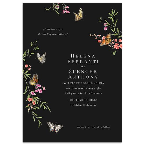 Rustic Butterflies Wedding Invitations Charcoal Signature Blank No Standard