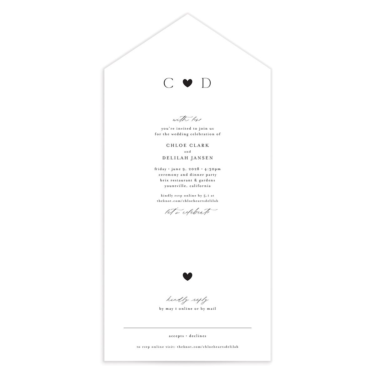 Dainty Heart All-in-One Wedding Invitations