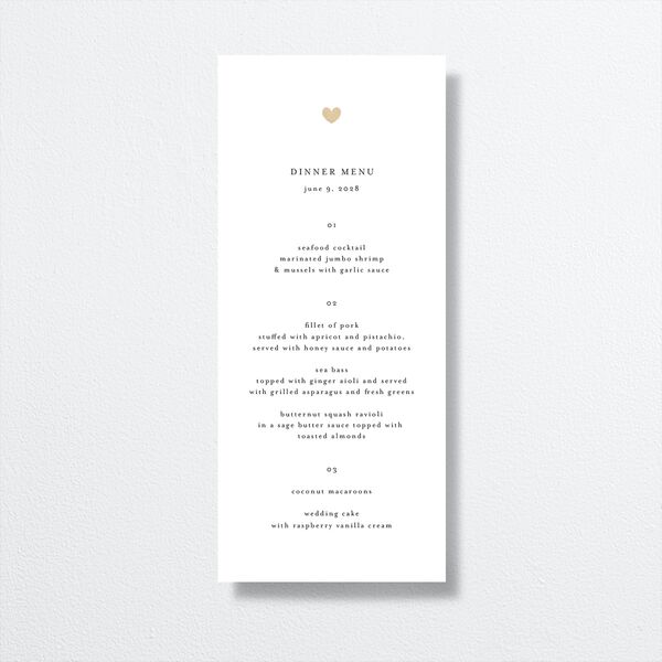 Dainty Heart Menus Pure White Gold Signature