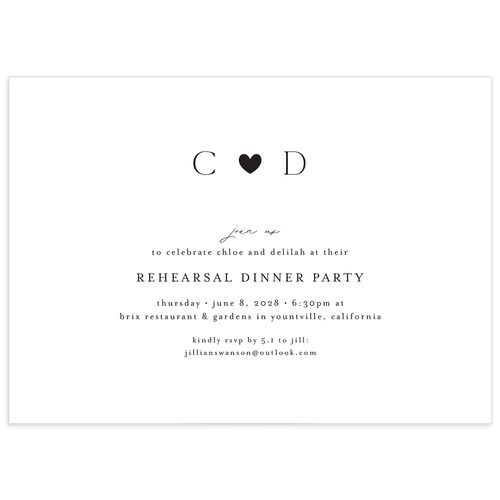 Dainty Heart Rehearsal Dinner Invitations Pure White Signature