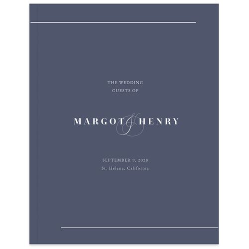 Classic Monogram Wedding Guest Book Midnight Navy