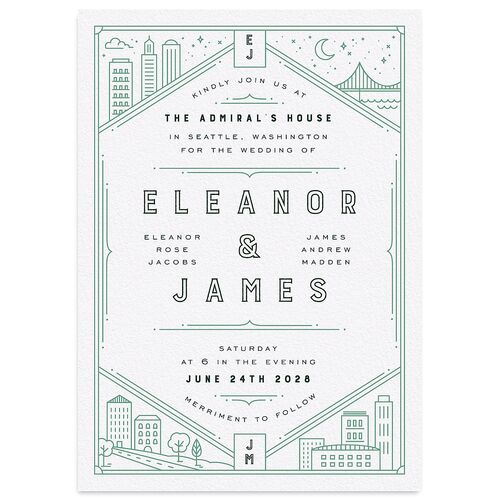 Iconic City Wedding Invitations Tide Pool Signature Blank No Standard