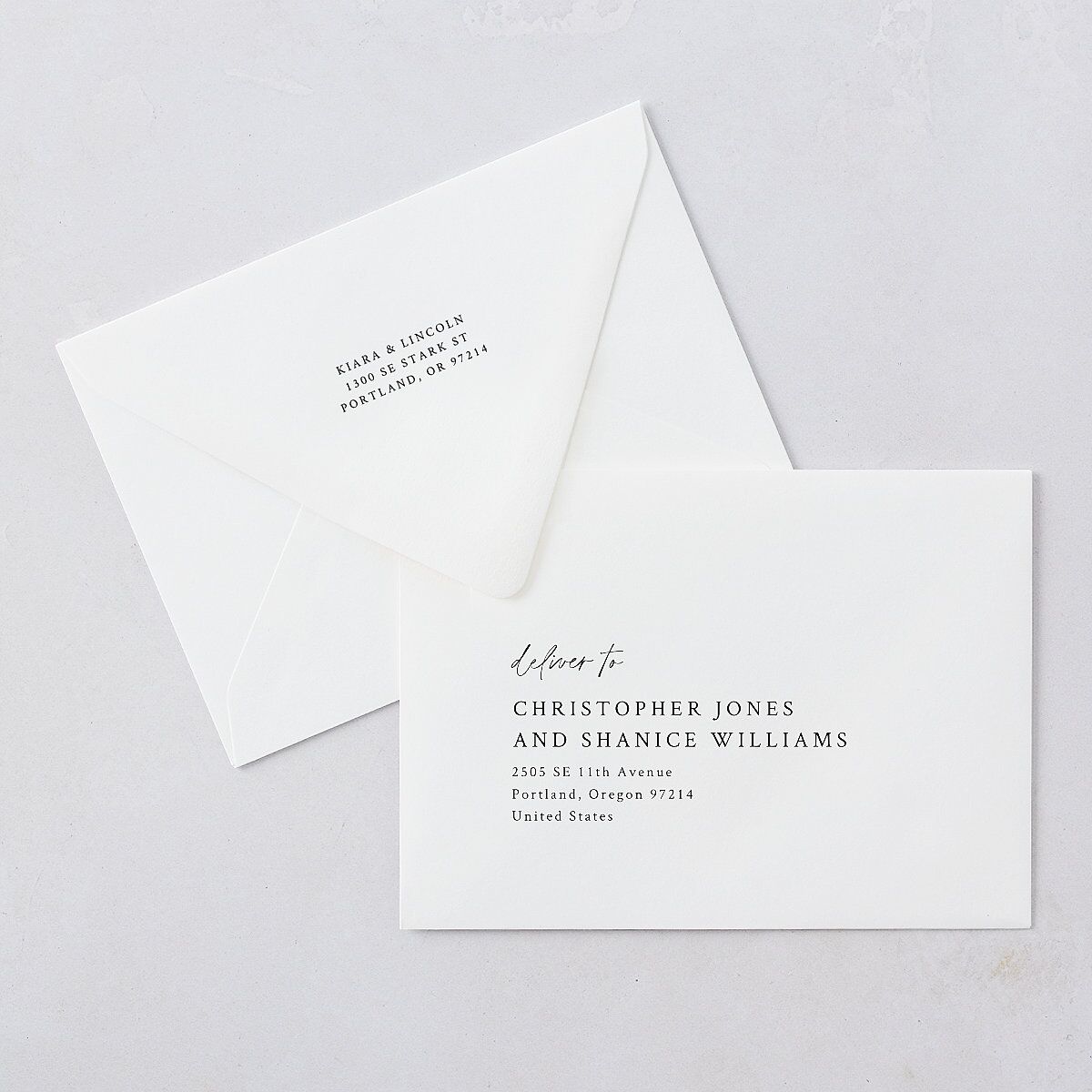 Captured Love Engagement Party Wedding Invitation Euro Envelopes White Pure White Both Recipient and Return Addresses Luxe Signature