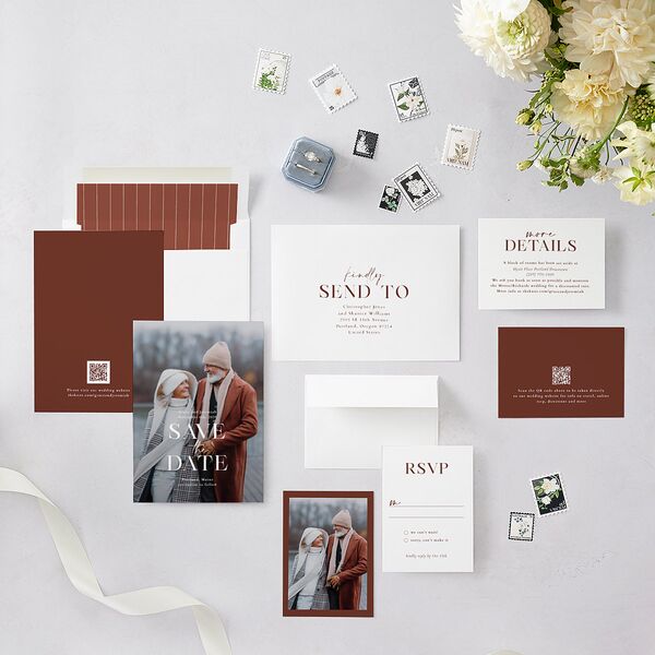 Foundation Save the Date Cards Chestnut Signature smooth Blank No Standard