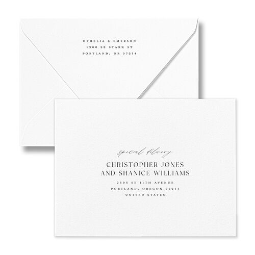 Elegant Mountain Wildflowers Thank You Card Euro Envelopes Moss White Both Recipient and Return Addresses Luxe Signature
