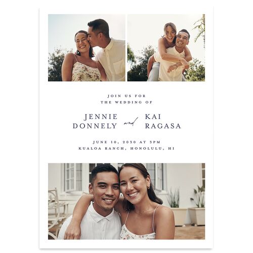Simple Pampas Wedding Invitations Dusty Blue Signature Blank No Standard