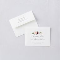 Beloved Floral Save the Date Petite Card Envelopes White Dark Berry Both Recipient and Return Addresses Signature Standard