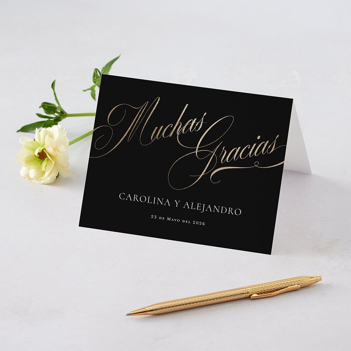 Nuestra Boda Thank You Cards Gold Charcoal