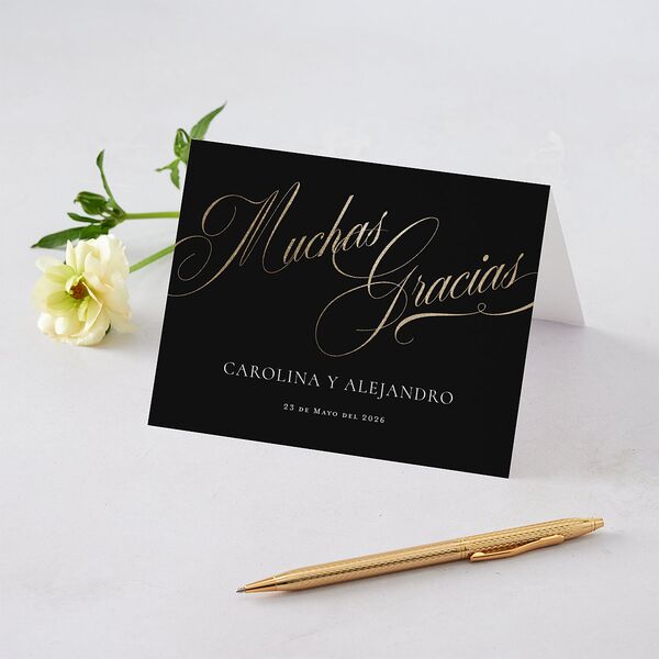 Nuestra Boda Thank You Cards Gold Charcoal