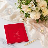 Double Happiness Wedding Guest Book Scarlet