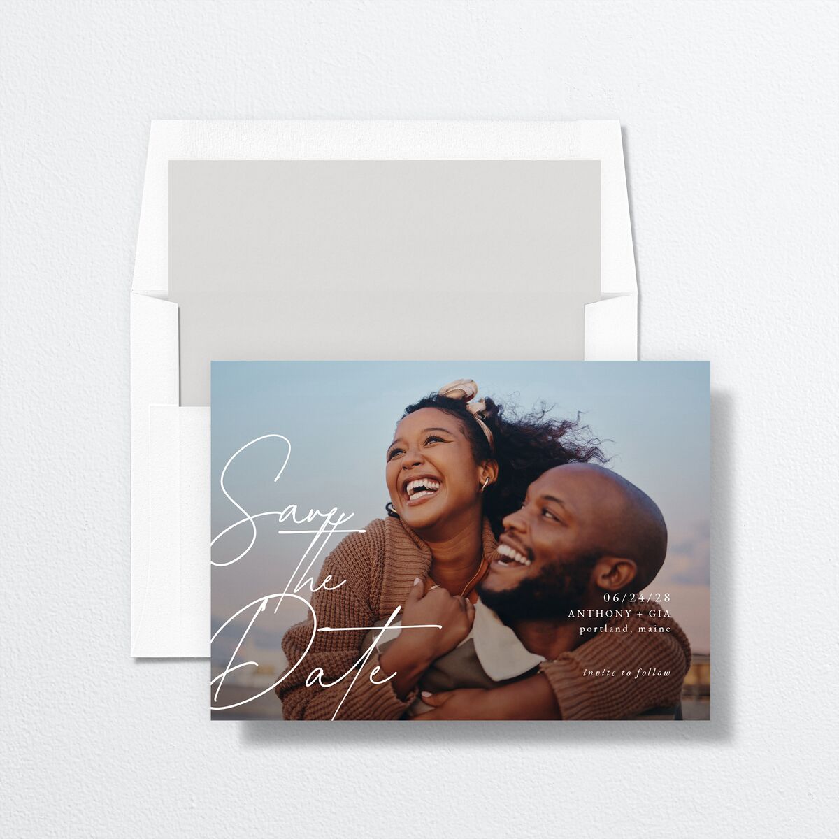 Corner Date Save the Date Cards Pure White Signature smooth No