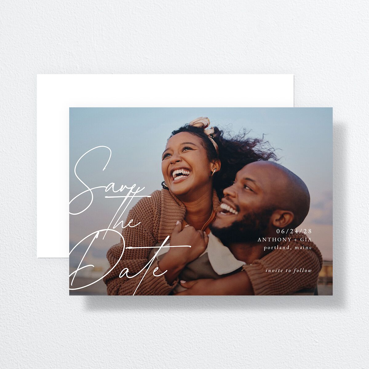 Corner Date Save the Date Cards Pure White Signature smooth No