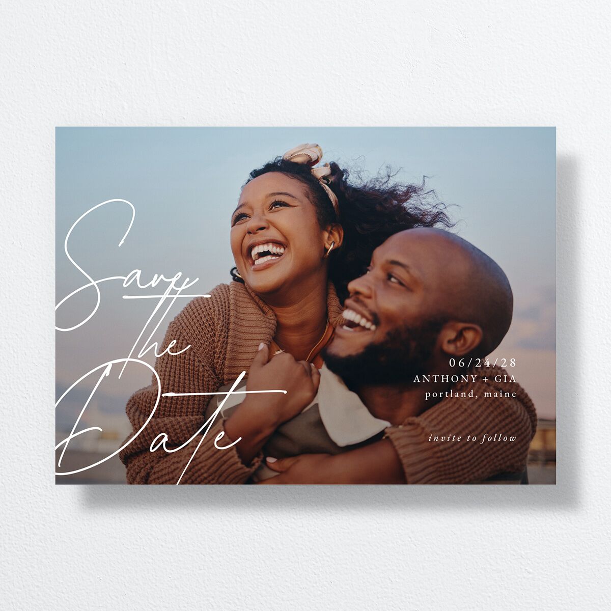 Corner Date Save the Date Cards Pure White Signature smooth No