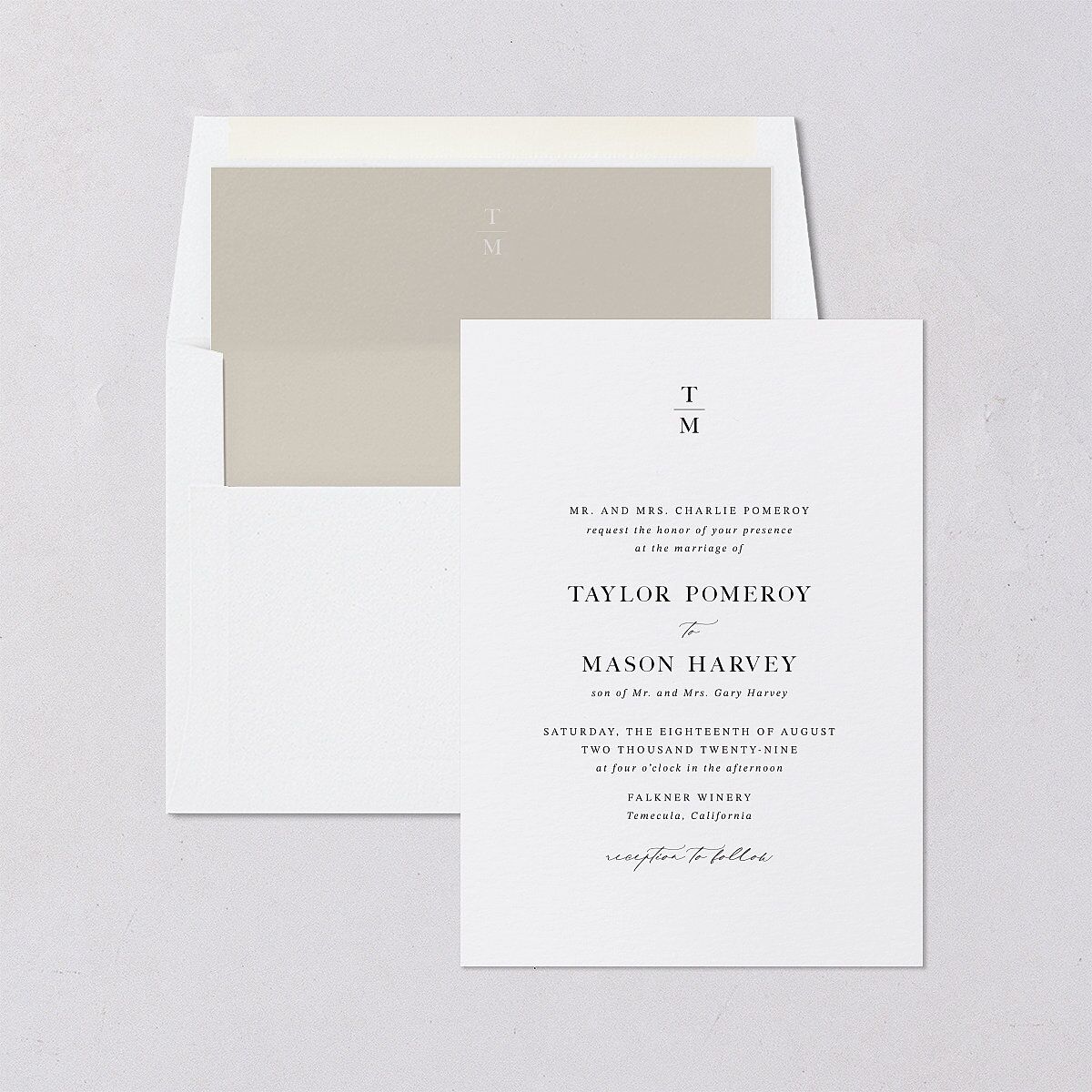 Monogram Garland Envelope Liners Pure White Standard