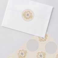 Vintage Regency Monogram Frame Wedding Stickers Champagne Circle
