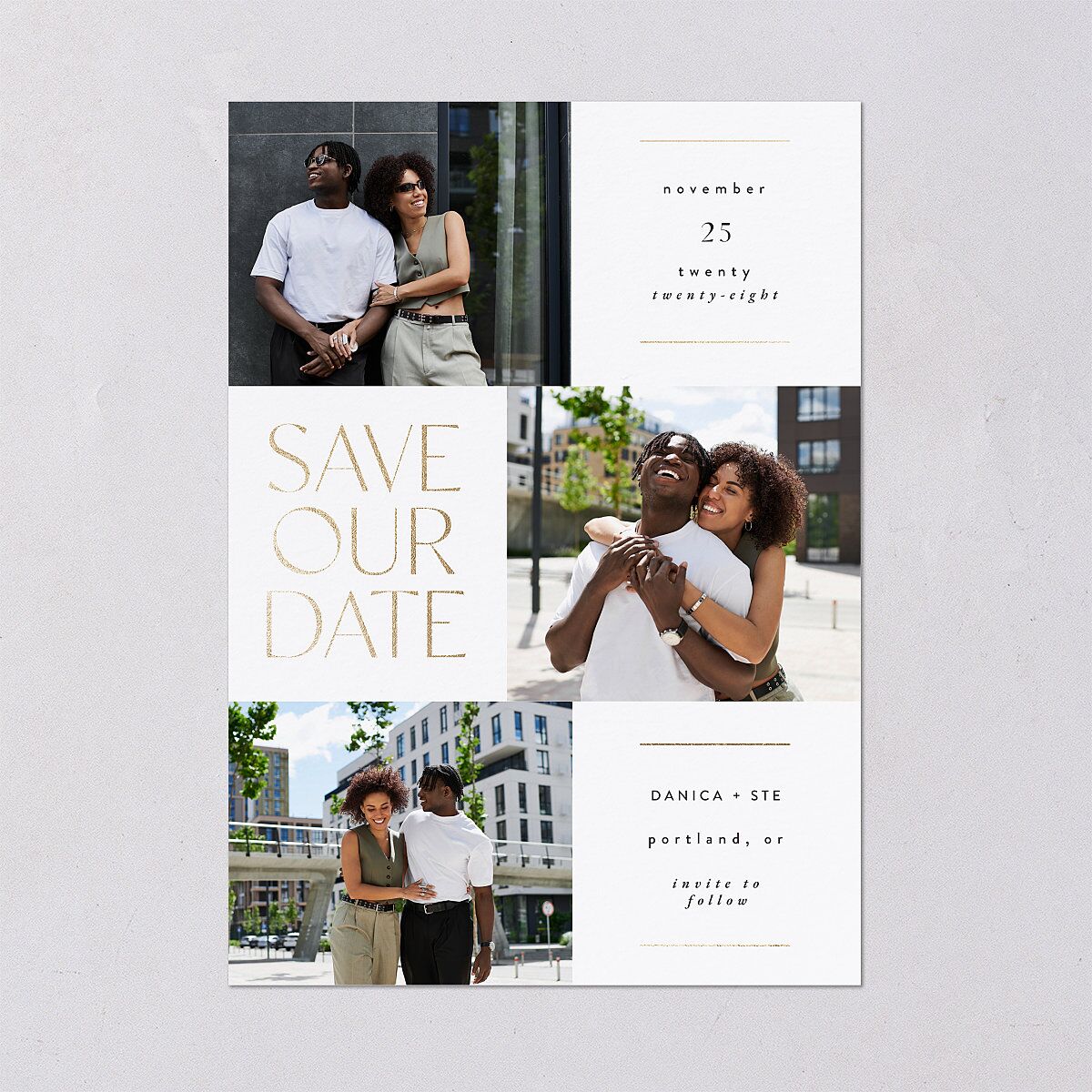Windows Save The Date Cards Gold Pure White Signature smooth Blank No Standard