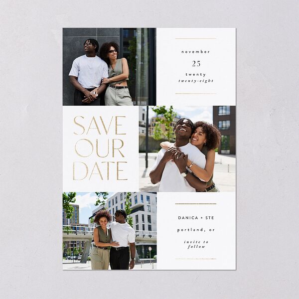 Windows Save The Date Cards Gold Pure White Signature smooth Blank No Standard