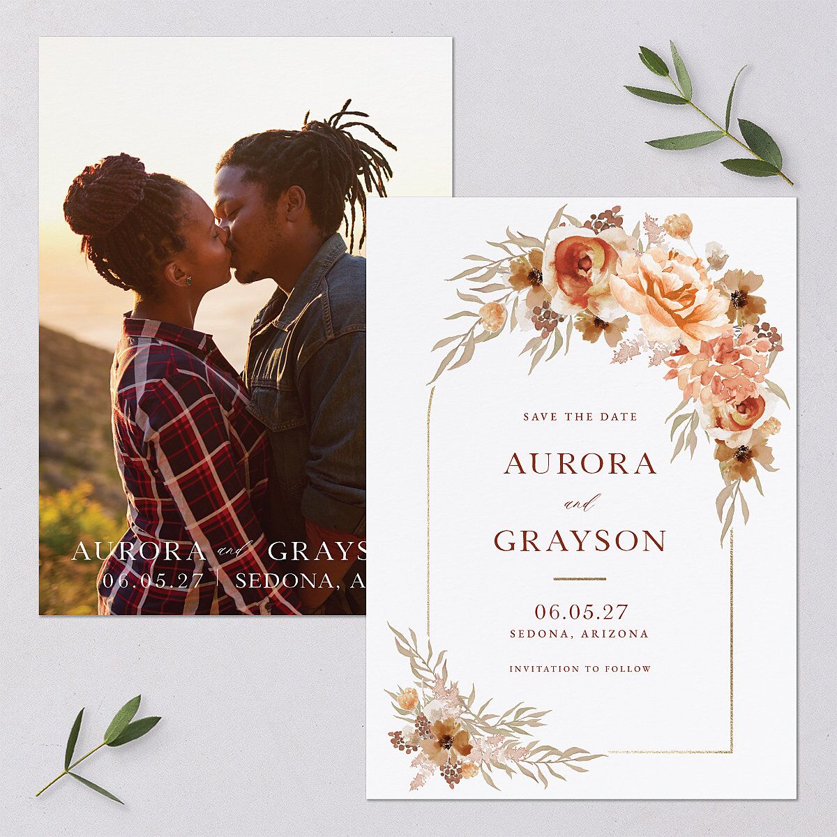 Bohemian Arch Foil Save The Date Cards — view 1