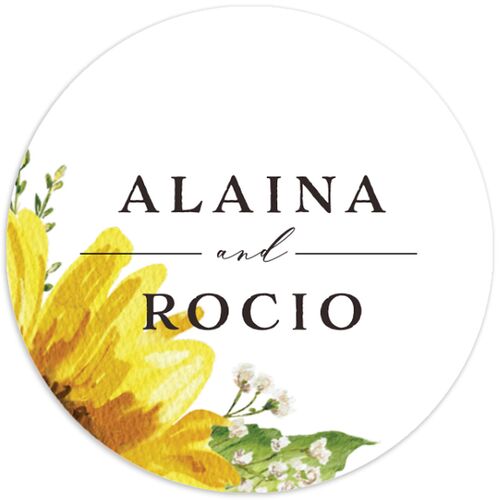 Rustic Sunflower Wedding Stickers Solar Power Circle