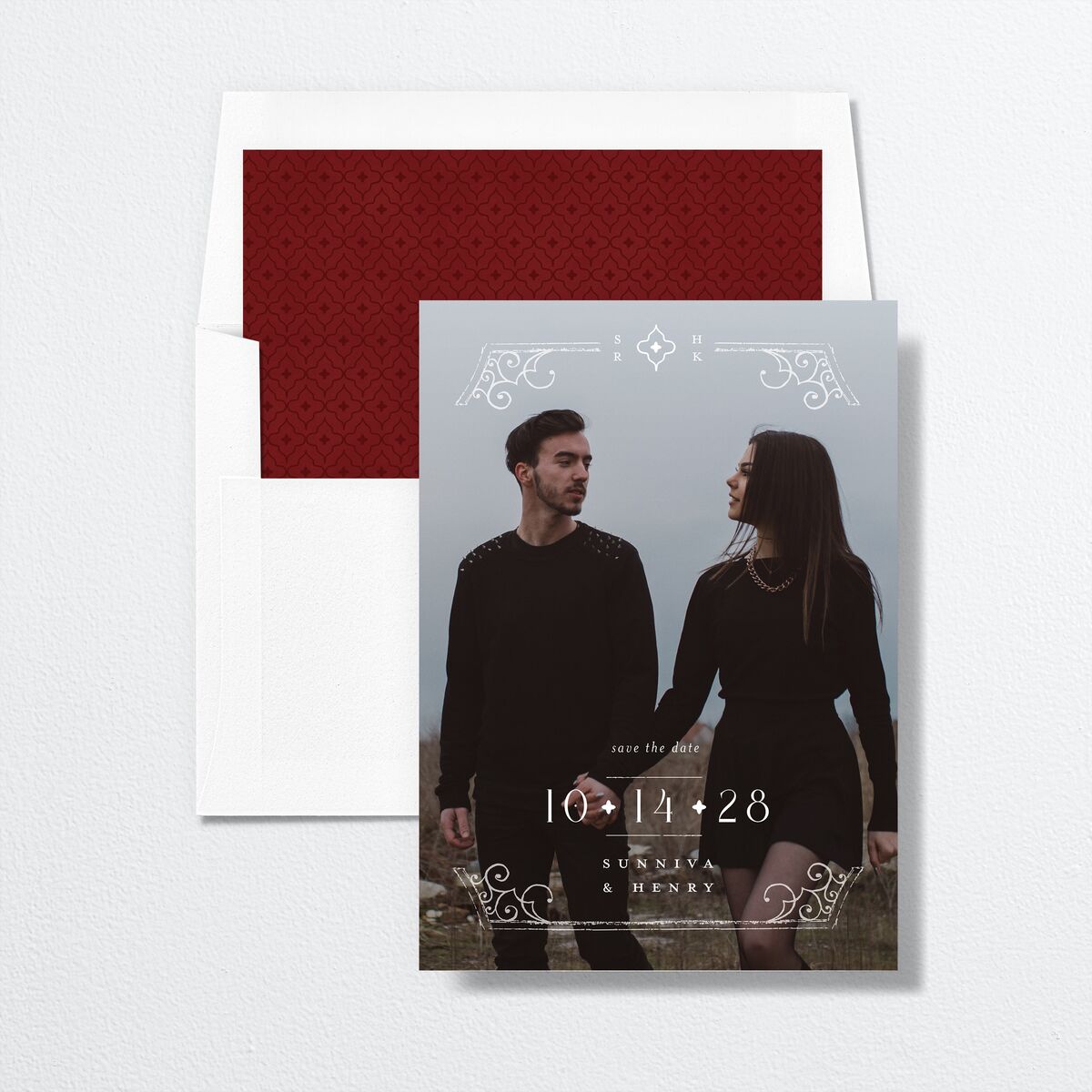 Gothic Date Save the Date Cards Garnet Signature smooth No