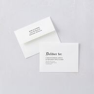 Minimalist Gothic Photo Save the Date Magnet Envelopes White Ivory Both Recipient and Return Addresses Signature Standard