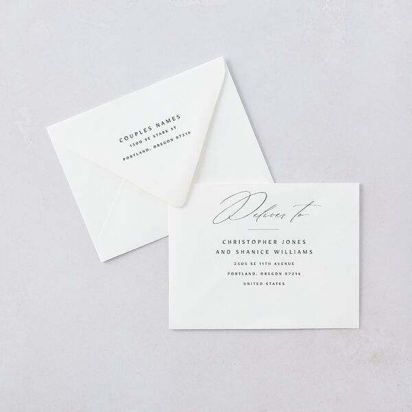 Simply Classic Thank You Card Euro Envelopes White Luxe Charcoal Both Recipient and Return Addresses