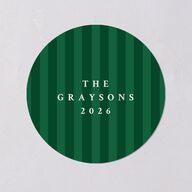 Classic Holiday Stripes Holiday Stickers Jewel Green Circle