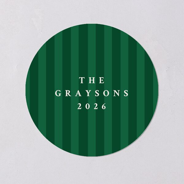Classic Holiday Stripes Holiday Stickers Jewel Green Circle