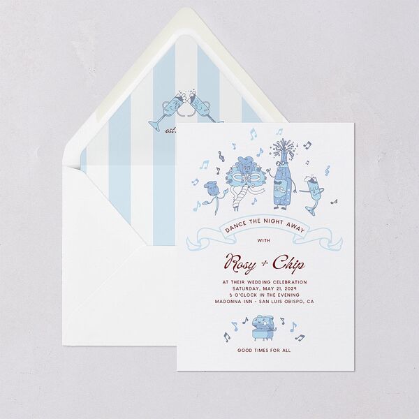 Whimsical Retro Cartoon Euro Envelope Liners Baby Blue Luxe