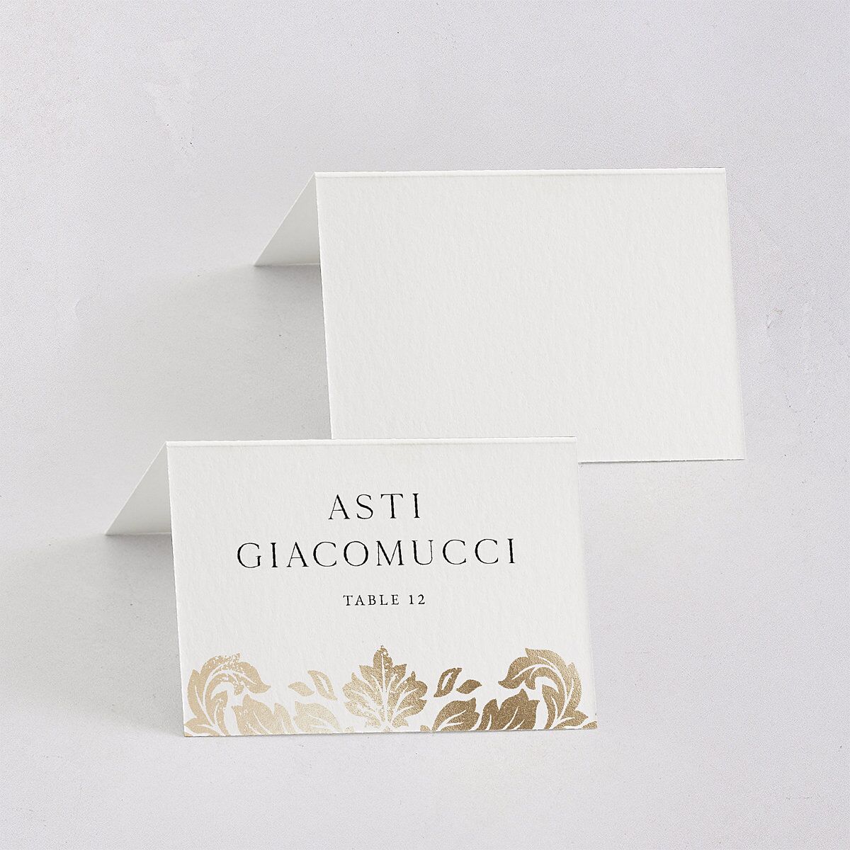 Elegant Damask Place Cards Gold Pure White Signature