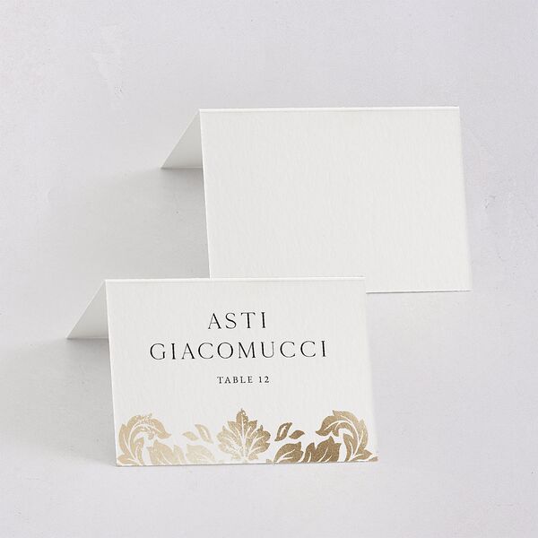 Elegant Damask Place Cards Gold Pure White Signature