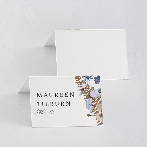 Pressed Flowers Place Cards Regency Blue Signature