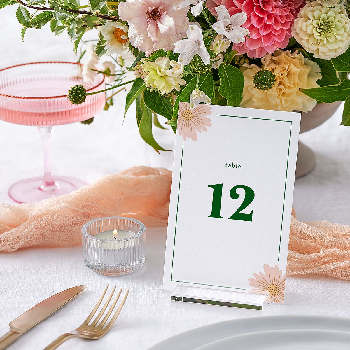 Retro Bloom Table Numbers Scottish Green Signature