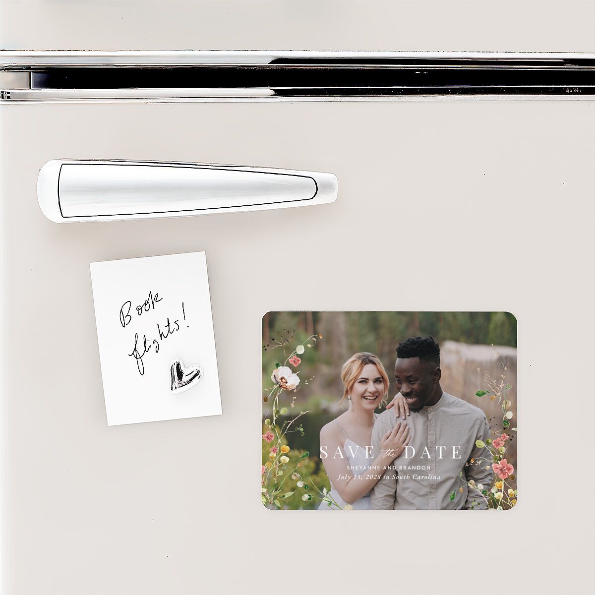 Wildflower Landscape Save The Date Magnets Peach Pink Magnet Paper