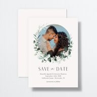 Eucalyptus Hoop Save the Date Cards Pure White Signature smooth No