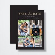 Gilded Photo Grid Save the Date Cards Midnight Gold No Signature smooth