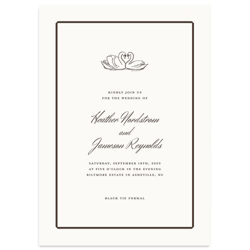 Elegant Swans Wedding Invitations Sepia Signature Blank No Standard
