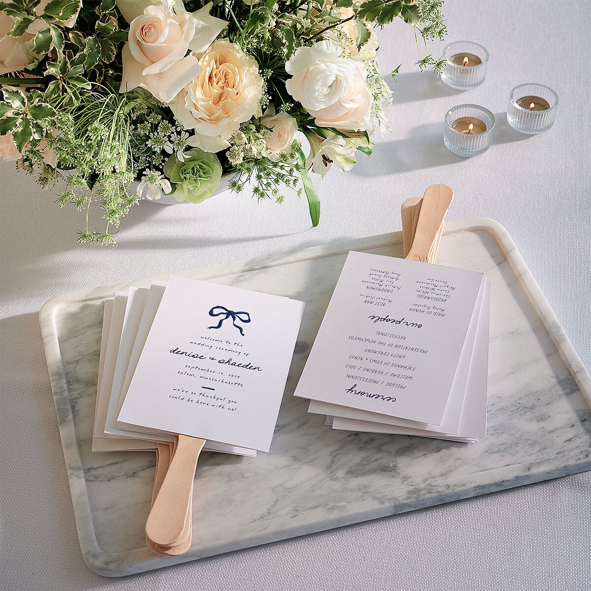 Dainty Bow Fan Programs Navy Signature Standard