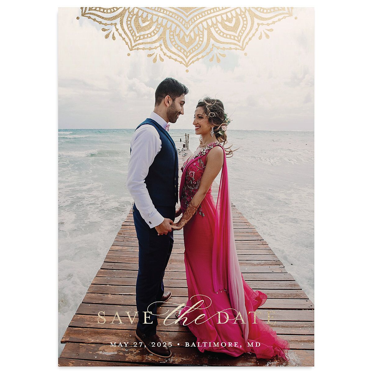 Gilded Adornment Save The Date Cards