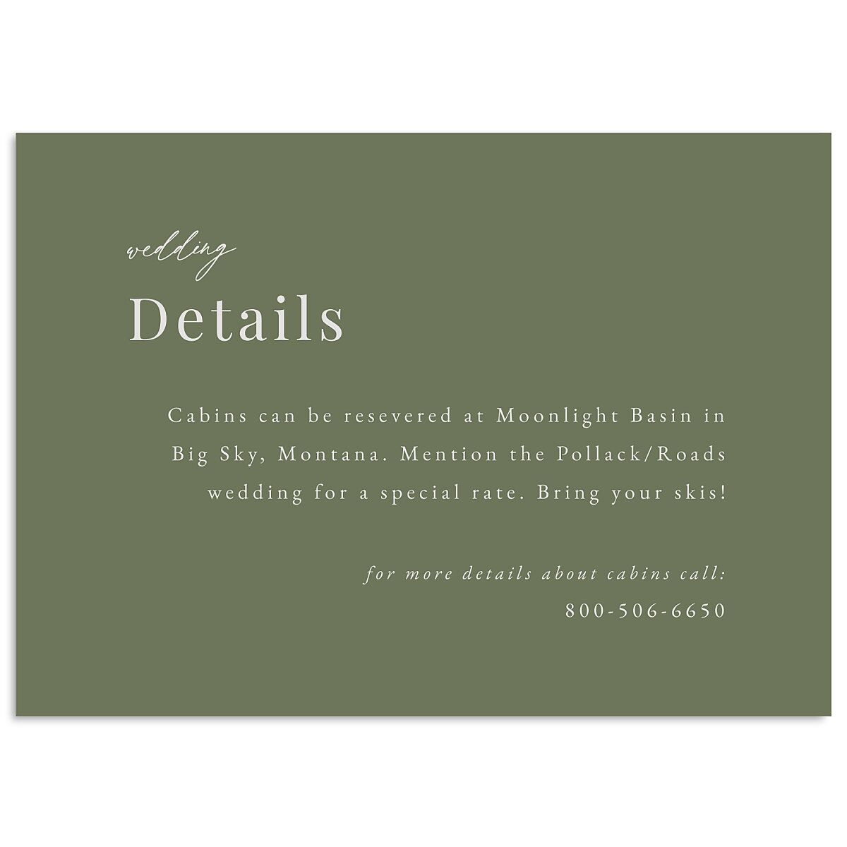 Snowy Mountainside Wedding Enclosure Cards