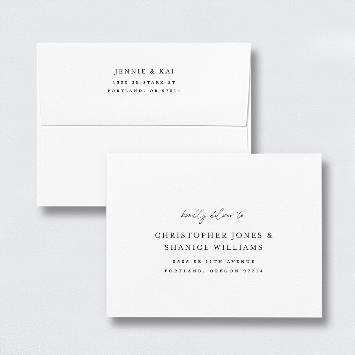 Simple Pampas Save the Date Petite Card Envelopes Pure White White Standard Both Recipient and Return Addresses