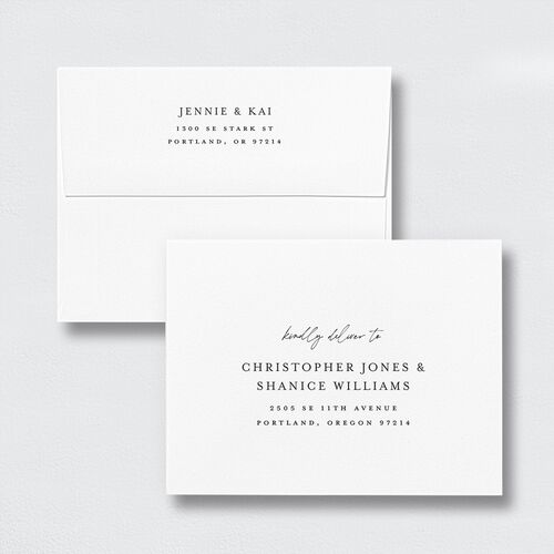 Simple Pampas Save the Date Petite Card Envelopes Pure White White Standard Both Recipient and Return Addresses
